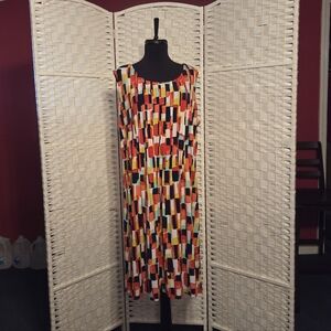 Multicolor Sleeveless Dress With Pintuck Bodice, 20W